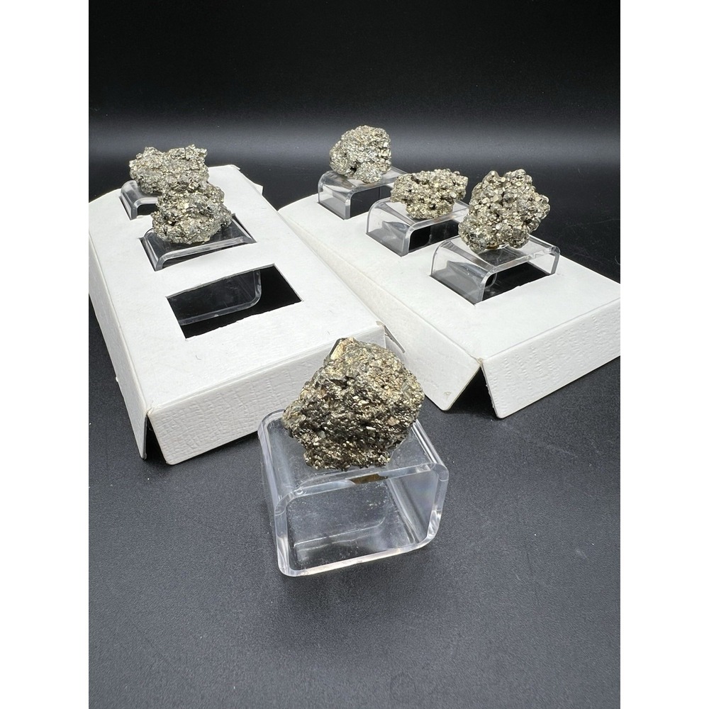 Lucite Acrylic Pyrite Fools Gold Clear Square Napkin Ring Set Of 6